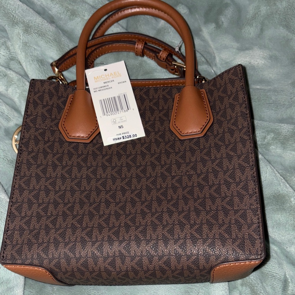 BNWT Michael Kors Brown and Tan Logo Satchel